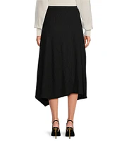 DKNY by Donna Karan Ribbed Knit Handkerchief Hem Midi Skirt