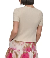 DKNY by Donna Karan Ribbed Knit Short Sleeve Cardigan