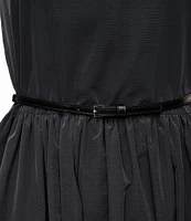 DKNY by Donna Karan Ruched Crew Neck Drop Waist Tech Taffeta Midi Dress