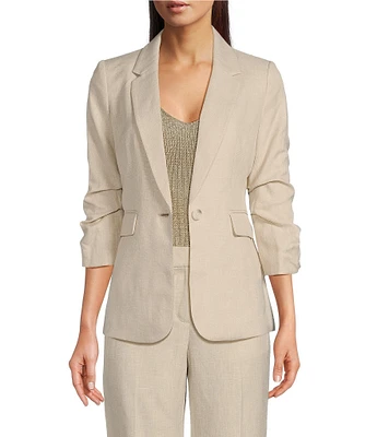 DKNY by Donna Karan Ruched Sleeve One-Button Blazer
