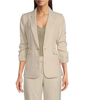 DKNY by Donna Karan Ruched Sleeve One-Button Blazer