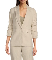 DKNY by Donna Karan Ruched Sleeve One-Button Blazer