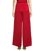 DKNY by Donna Karan Satin Crepe Wide Leg Pin Tuck Trouser Pant