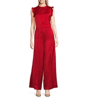 DKNY by Donna Karan Satin Crepe Wide Leg Pin Tuck Trouser Pant