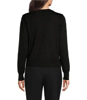 DKNY by Donna Karan Sequin Disk Long Sleeve Knit Top