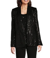 DKNY by Donna Karan Sequin Jersey Knit Open Lapel Blazer