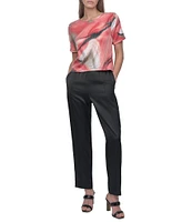 DKNY by Donna Karan Short Sleeve Crew Neck Marble Printed Tee