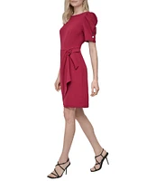 DKNY by Donna Karan Short Sleeve Faux Wrap Suba Crepe Dress