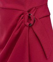 DKNY by Donna Karan Short Sleeve Faux Wrap Suba Crepe Dress