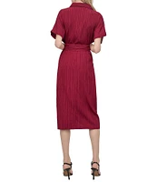 DKNY by Donna Karan Short Sleeve Pleated Shirt Dress