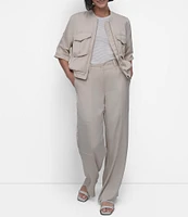 DKNY by Donna Karan Short Sleeve Roll Tab Zip Front Jacket