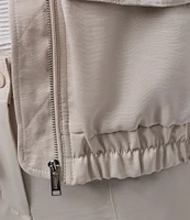 DKNY by Donna Karan Short Sleeve Roll Tab Zip Front Jacket