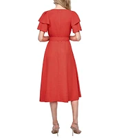 DKNY by Donna Karan Short Sleeve V-Neck Wrap Dress