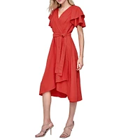 DKNY by Donna Karan Short Sleeve V-Neck Wrap Dress