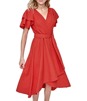 DKNY by Donna Karan Short Sleeve V-Neck Wrap Dress