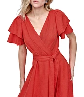 DKNY by Donna Karan Short Sleeve V-Neck Wrap Dress
