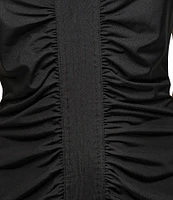 DKNY by Donna Karan Silky Jersey V Neck Sleeveless Ruched Sheath Dress
