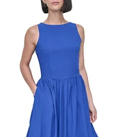 DKNY by Donna Karan Sleeveless Drop Waist Bubble Hem Midi Dress
