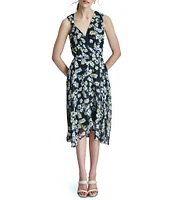 DKNY by Donna Karan Sleeveless Floral Print Wrap Dress