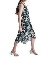 DKNY by Donna Karan Sleeveless Floral Print Wrap Dress