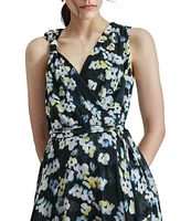 DKNY by Donna Karan Sleeveless Floral Print Wrap Dress