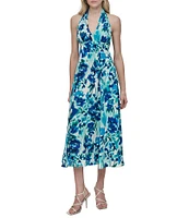 DKNY by Donna Karan Sleeveless Halter Neck Fit and Flare Midi Dress