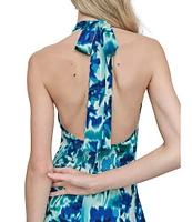 DKNY by Donna Karan Sleeveless Halter Neck Fit and Flare Midi Dress