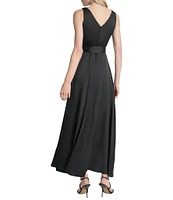 DKNY by Donna Karan Sleeveless High-Low Hem Midi Wrap Gown
