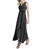 DKNY by Donna Karan Sleeveless High-Low Hem Midi Wrap Gown