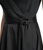 DKNY by Donna Karan Sleeveless High-Low Hem Midi Wrap Gown
