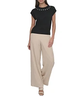 DKNY by Donna Karan Sleeveless Logo Grommet Sweater