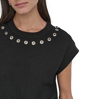 DKNY by Donna Karan Sleeveless Logo Grommet Sweater