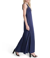 DKNY by Donna Karan Sleeveless Rhinestone Mesh Crew Neck Gown
