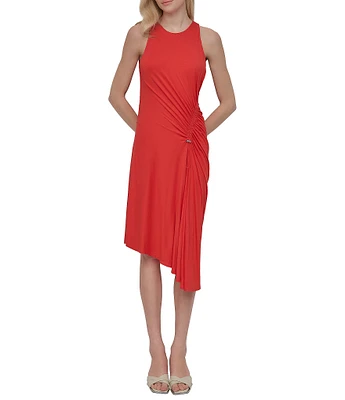 DKNY by Donna Karan Sleeveless Ruched Midi Dress