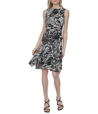 DKNY by Donna Karan Sleeveless Ruffle Hem Shift Dress
