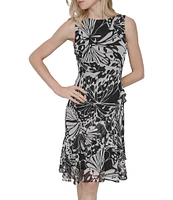 DKNY by Donna Karan Sleeveless Ruffle Hem Shift Dress