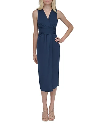 DKNY by Donna Karan Sleevless Ruched Sheath Dress