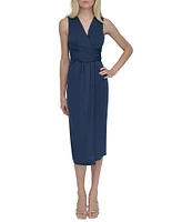 DKNY by Donna Karan Sleevless Ruched Sheath Dress