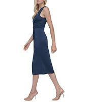 DKNY by Donna Karan Sleevless Ruched Sheath Dress