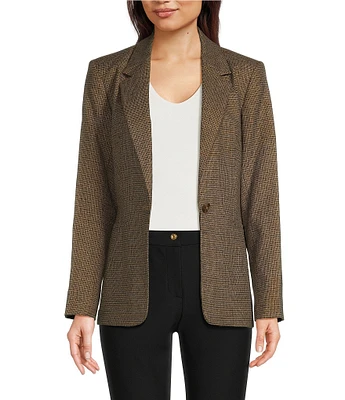 DKNY by Donna Karan Sparkle Check One-Button Blazer