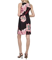 DKNY by Donna Karan Square Neck Floral Print Sheath Dress