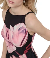 DKNY by Donna Karan Square Neck Floral Print Sheath Dress