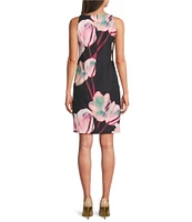 DKNY by Donna Karan Square Neck Floral Print Sheath Dress