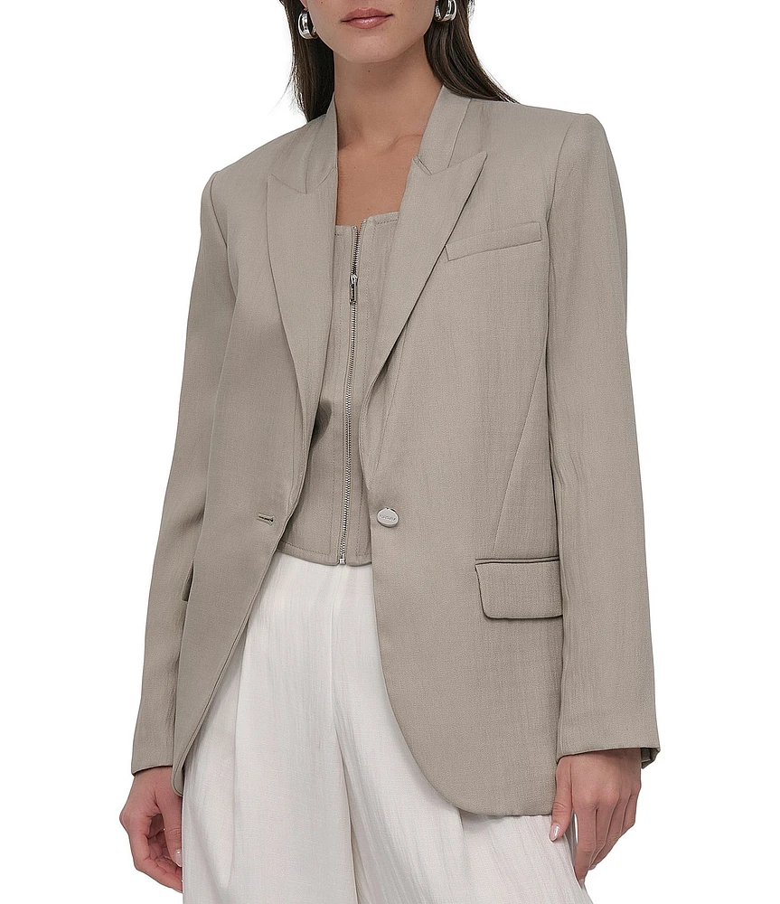 DKNY by Donna Karan Stand Peak Lapel Collar Blazer
