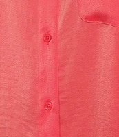 DKNY By Donna Karan Sueded Satin Point Collar Roll-Tab Long Sleeve Button-Front Shirt