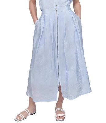 DKNY by Donna Karan Tech Poplin Zip Front A-Line Midi Skirt