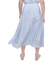 DKNY by Donna Karan Tech Poplin Zip Front A-Line Midi Skirt