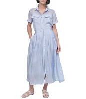 DKNY by Donna Karan Tech Poplin Zip Front A-Line Midi Skirt