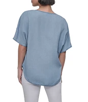DKNY by Donna Karan Tencel V-Neck Short Sleeve Tunic