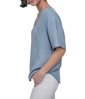 DKNY by Donna Karan Tencel V-Neck Short Sleeve Tunic